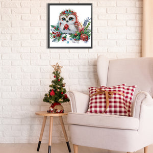 Winter Owl 30X30CM(Canvas) Partial Special Shaped Drill Diamond Painting