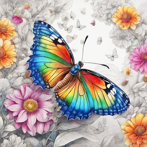 Colorful Butterfly¡¤Line Draft 30X30CM(Canvas) Full Round Drill Diamond Painting