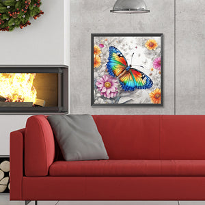 Colorful Butterfly¡¤Line Draft 30X30CM(Canvas) Full Round Drill Diamond Painting