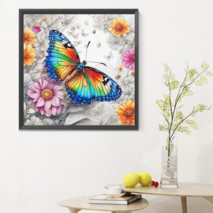 Colorful Butterfly¡¤Line Draft 30X30CM(Canvas) Full Round Drill Diamond Painting