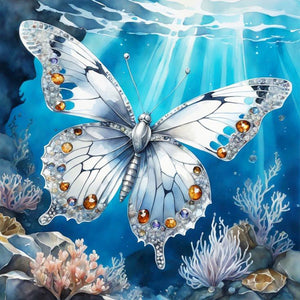 Colorful Butterfly¡¤White Butterfly 30X30CM(Canvas) Full Round Drill Diamond Painting