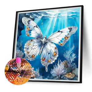 Colorful Butterfly¡¤White Butterfly 30X30CM(Canvas) Full Round Drill Diamond Painting