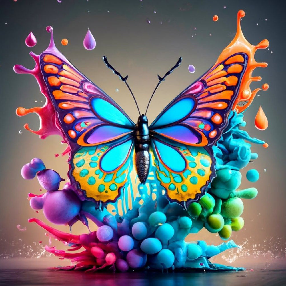 Colorful Butterfly¡¤Colorful Mist 30X30CM(Canvas) Full Round Drill Diamond Painting