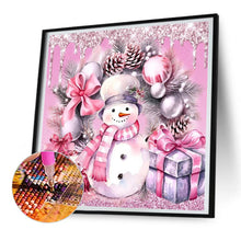 Load image into Gallery viewer, Pink Snowman Sled 30*30CM(Canvas) Full Round Drill Diamond Painting
