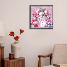 Load image into Gallery viewer, Pink Snowman Sled 30*30CM(Canvas) Full Round Drill Diamond Painting
