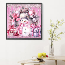 Load image into Gallery viewer, Pink Snowman Sled 30*30CM(Canvas) Full Round Drill Diamond Painting
