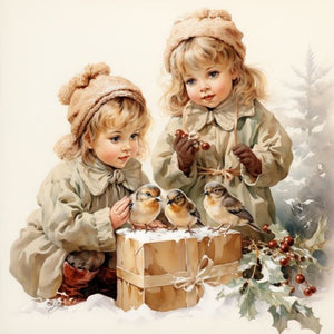 Birds And Girls 30X30CM(Canvas) Round Drill Diamond Painting