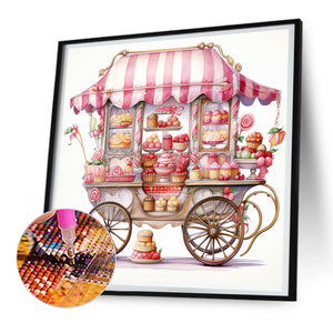 Pink Dessert Shop Trolley 30X30CM(Canvas) Full Round Drill Diamond Painting
