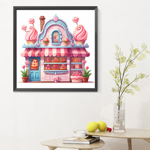 Pink Dessert Shop Trolley 30X30CM(Canvas) Full Round Drill Diamond Painting