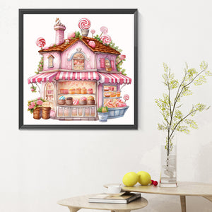 Pink Dessert Shop Trolley 30X30CM(Canvas) Full Round Drill Diamond Painting