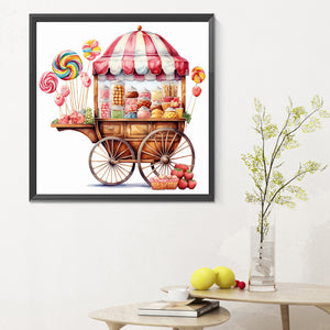 Pink Dessert Shop Trolley 30X30CM(Canvas) Full Round Drill Diamond Painting