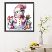 Load image into Gallery viewer, Pink Snowman 30X30CM(Canvas) Full Round Drill Diamond Painting
