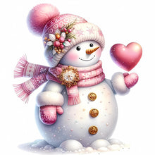 Load image into Gallery viewer, Pink Snowman 30X30CM(Canvas) Full Round Drill Diamond Painting
