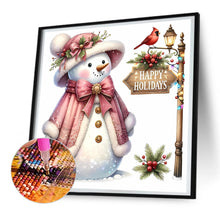 Load image into Gallery viewer, Pink Snowman 30X30CM(Canvas) Full Round Drill Diamond Painting
