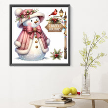 Load image into Gallery viewer, Pink Snowman 30X30CM(Canvas) Full Round Drill Diamond Painting
