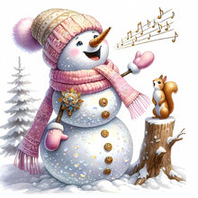 Load image into Gallery viewer, Pink Snowman 30X30CM(Canvas) Full Round Drill Diamond Painting
