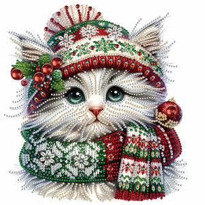 Christmas Kitten 30*30CM(Canvas) Partial Special Shaped Drill Diamond Painting