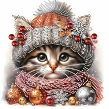 Load image into Gallery viewer, Christmas Kitten 30*30CM(Canvas) Partial Special Shaped Drill Diamond Painting
