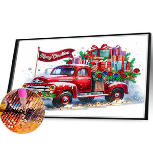 Christmas Car 40*30CM(Canvas) Partial Special Shaped Drill Diamond Painting