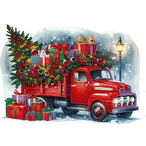 Christmas Car 40X30CM(Canvas) Partial Special Shaped Drill Diamond Painting