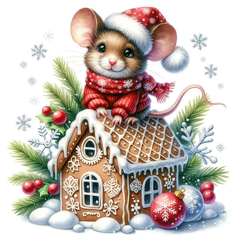 Cookie Christmas Mouse 40*40CM(Canvas) Full Round Drill Diamond Painting