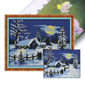 Joy Sunday Snowman And Deer (32*32CM) 14CT Stamped Cross Stitch