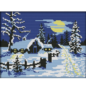Joy Sunday Snowman And Deer (32*32CM) 14CT Stamped Cross Stitch