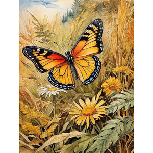 Butterfly In Reeds 35X45CM(Canvas) Full Square Drill Diamond Painting