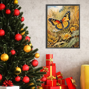 Butterfly In Reeds 35X45CM(Canvas) Full Square Drill Diamond Painting