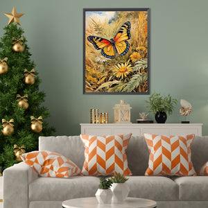 Butterfly In Reeds 35X45CM(Canvas) Full Square Drill Diamond Painting