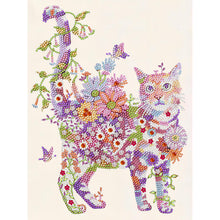 Load image into Gallery viewer, Cats, Flowers And Butterflies 30X40CM(Canvas) Partial Special Shaped Drill Diamond Painting
