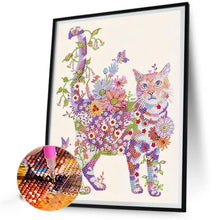 Load image into Gallery viewer, Cats, Flowers And Butterflies 30X40CM(Canvas) Partial Special Shaped Drill Diamond Painting
