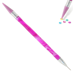 Double-End Manicure Point Drill Pen with Clay Glue Tips Nail Art Tool (Purple)