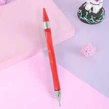 Load image into Gallery viewer, Double-End Manicure Point Drill Pen with Clay Glue Tips Nail Art Tool (Red)
