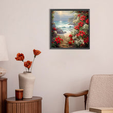 Load image into Gallery viewer, Red Flower Waves 30*30CM(Canvas) Full Round Drill Diamond Painting
