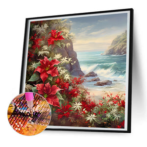 Red Flower Waves 30*30CM(Canvas) Full Round Drill Diamond Painting