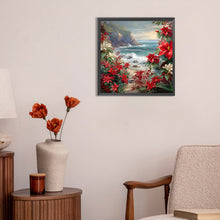 Load image into Gallery viewer, Red Flower Waves 30*30CM(Canvas) Full Round Drill Diamond Painting
