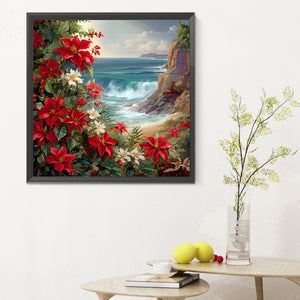 Red Flower Waves 30*30CM(Canvas) Full Round Drill Diamond Painting