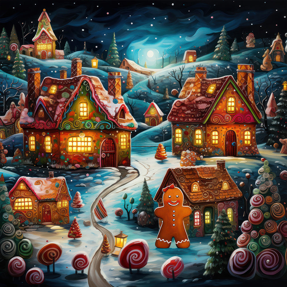 Christmas Night 30*30CM(Canvas) Full Round Drill Diamond Painting