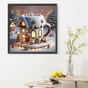 Winter Glow Cabin 30*30CM(Canvas) Full Round Drill Diamond Painting