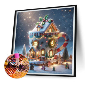 Winter Glow Cabin 30*30CM(Canvas) Full Round Drill Diamond Painting