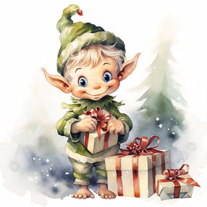 Christmas Elf 30X30CM(Canvas) Full Round Drill Diamond Painting