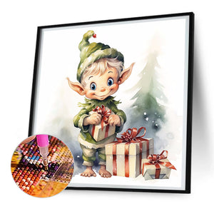 Christmas Elf 30X30CM(Canvas) Full Round Drill Diamond Painting