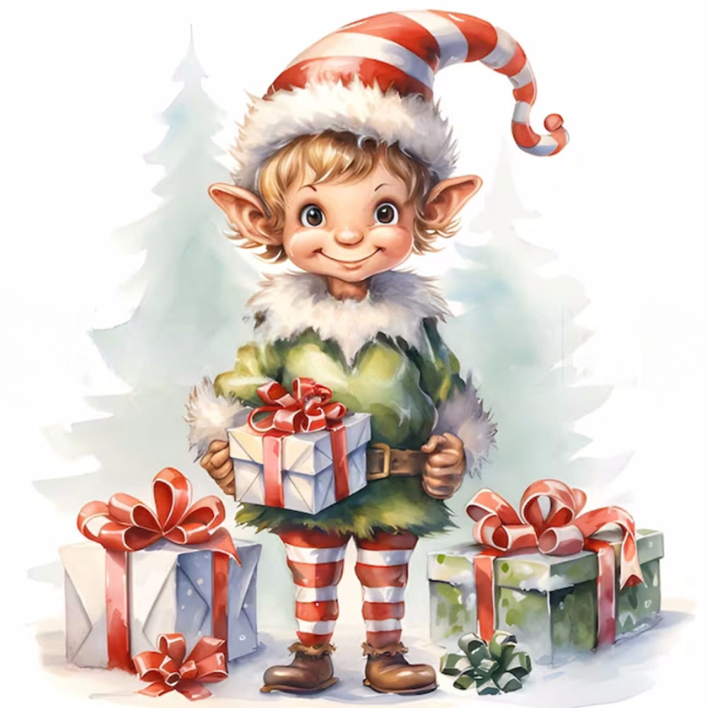 Christmas Elf 30X30CM(Canvas) Full Round Drill Diamond Painting