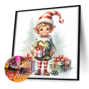 Christmas Elf 30X30CM(Canvas) Full Round Drill Diamond Painting