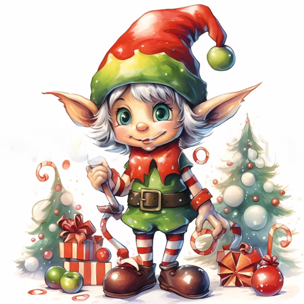 Christmas Elf 30X30CM(Canvas) Full Round Drill Diamond Painting