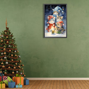 Christmas Cat 40*60CM(Canvas) Full Round Drill Diamond Painting