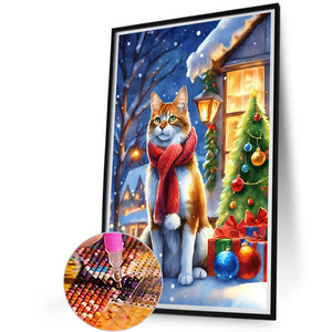 Christmas Cat 40*60CM(Canvas) Full Round Drill Diamond Painting