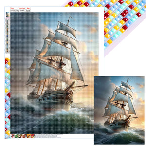 Sea Sailing Boat 45*60CM(Canvas) Full Square Drill Diamond Painting