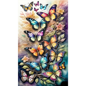 Flying Butterfly Pattern 40X65CM(Canvas) Full AB Round Drill Diamond Painting